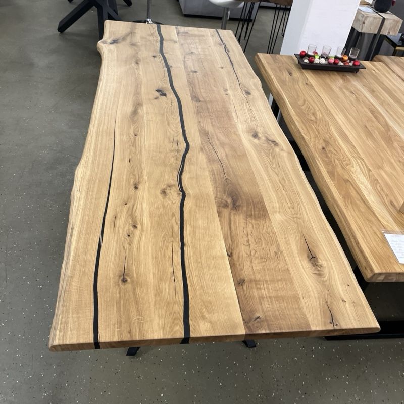 Esstisch Tisch +Massivholz Eiche VOLL 4cm +Baumkante +Epoxidharz 260×100 cm